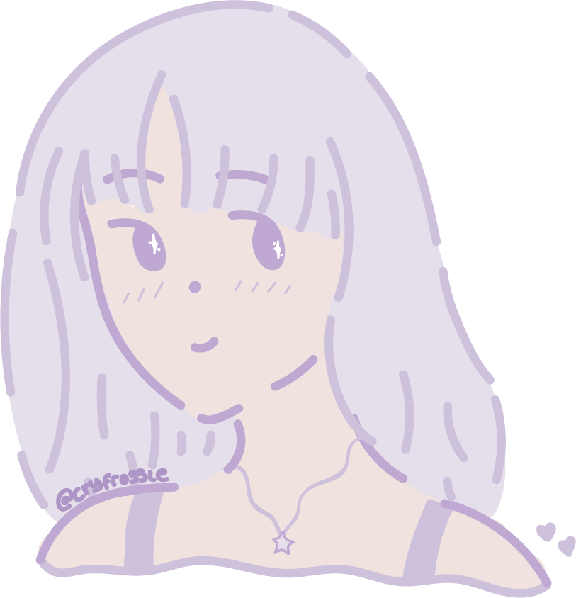 Dessin de Margot RUCH en gros plan, style doodle, palette de couleur violet mauve.